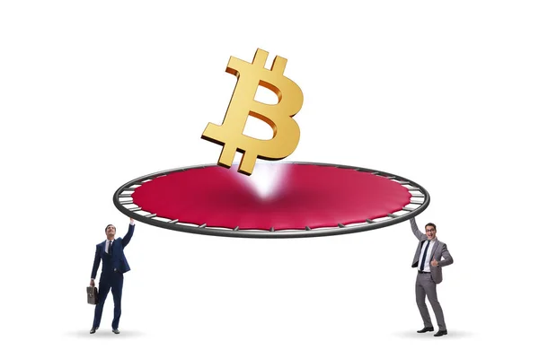 Monetary Concept Cryptocurrency Bouncing Trampoline — 스톡 사진