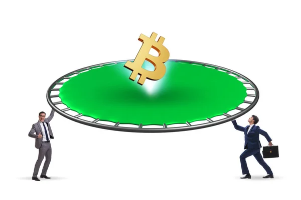 Monetary Concept Cryptocurrency Bouncing Trampoline — Fotografia de Stock
