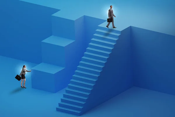 Гендерное Неравенство Концепции Карьерной Лестницы — стоковое фото