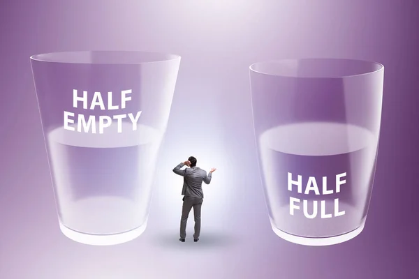 Businessman Half Empty Half Full Glass Concept — Stock Photo, Image