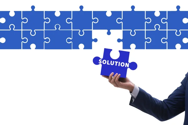 Business Solution Concept Jigsaw Puzzle Pieces — Foto Stock