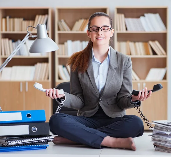 Businesswoman Meditating Office — Stock Photo, Image