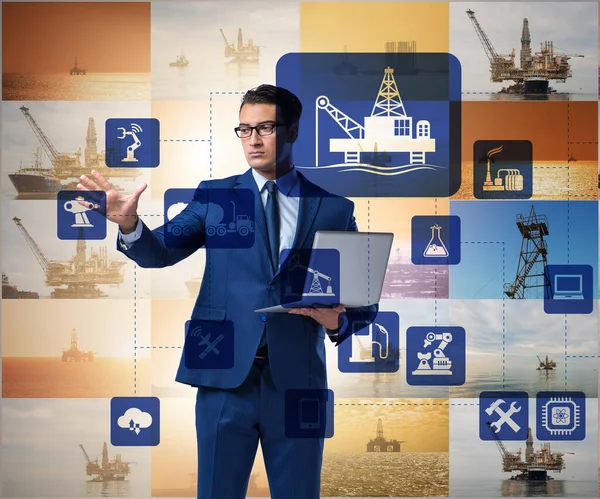 The oil worker in remote operations concept in oil industry