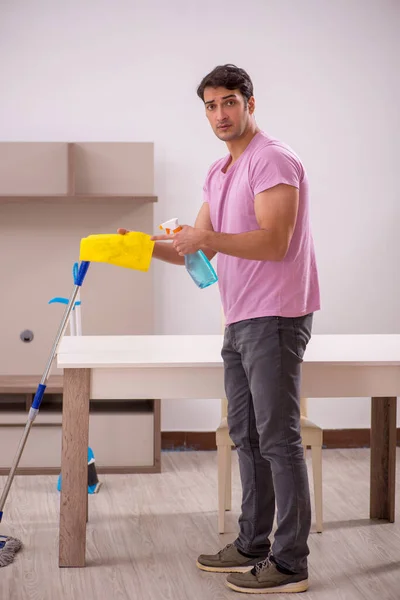 Young Contractor Cleaning House — Stock Photo, Image