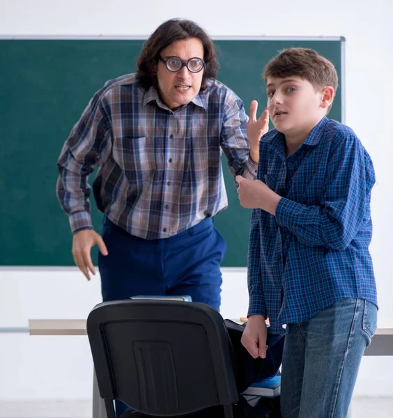 Funny Male Teacher Boy Classroom — Stock Photo, Image