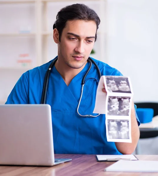 Young Male Doctor Looking Doppler Images — Stock Photo, Image