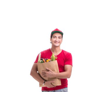 Beyaz arkaplanda izole edilmiş alışveriş teslimatı kavramı