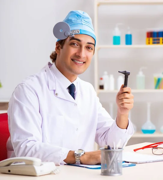 Young Male Doctor Otolaryngologist Working Hospital — Stock Photo, Image