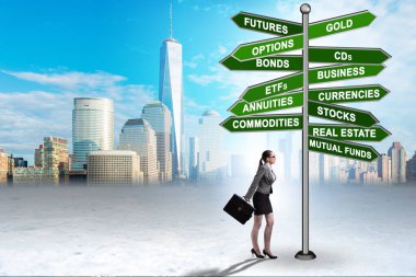 Concept of the various financial investment options