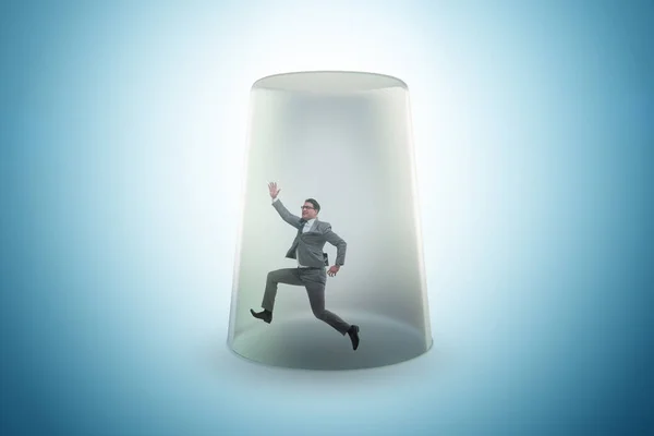Businessman Trapped Transparent Glass — Stock Photo, Image