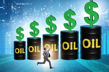 Businessman in the oil prices concept