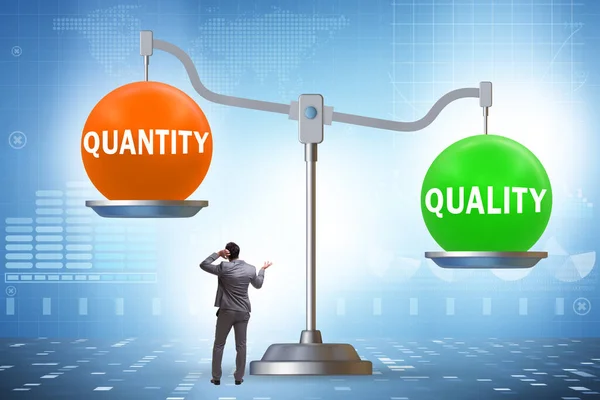 Konzept Des Zielkonflikts Zwischen Qualität Und Quantität — Stockfoto