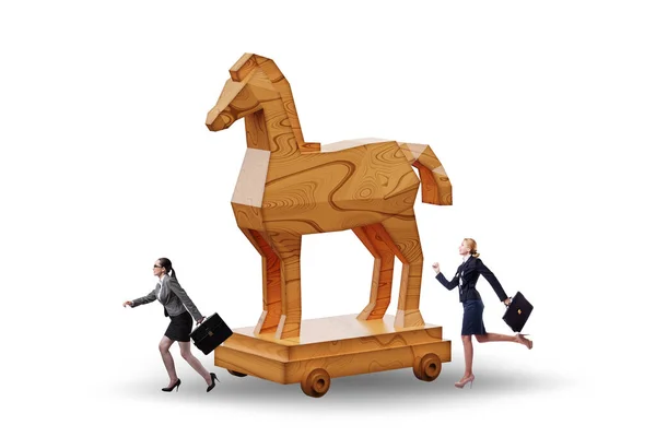 Businesswoman Trojan Horse Trap Concept — Stock Photo, Image
