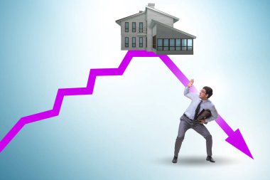 Concept of the real estate price bubble bursting