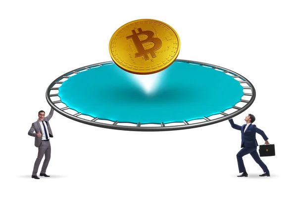 Monetary Concept Cryptocurrency Bouncing Trampoline — Stock Fotó