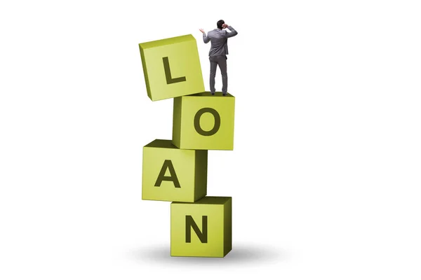 Debt Loan Concept Businessman Cubes — Stok fotoğraf