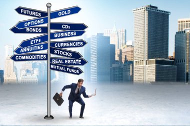 Concept of the various financial investment options