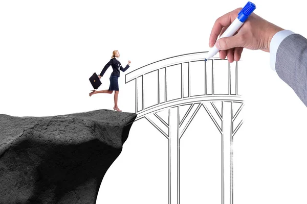 Hand Drawing Bridge Business Concept — 스톡 사진