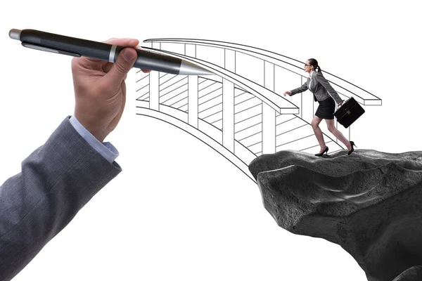 Hand Drawing Bridge Business Concept — 스톡 사진