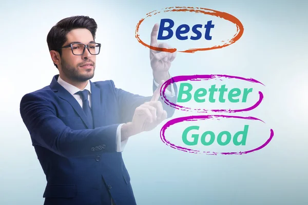 Businessman in good better and the best concept