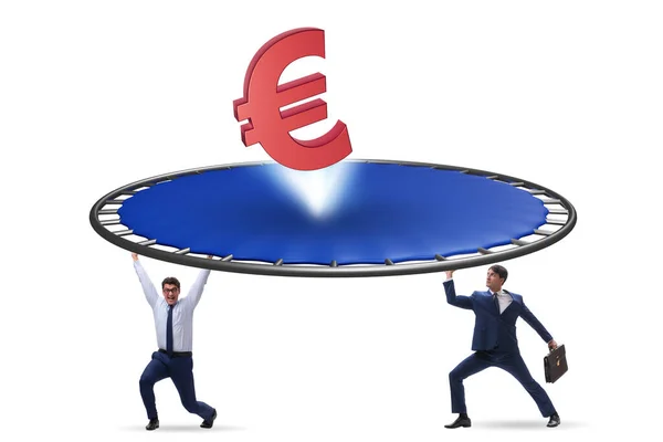 Monetary Concept Currency Bouncing Trampoline — Stock fotografie