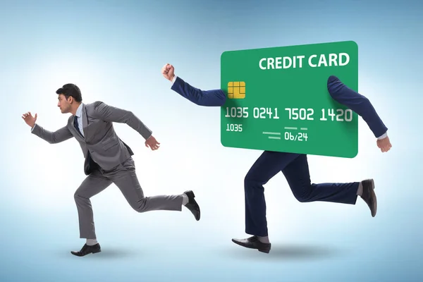 信用卡债务概念方面的商人 — 图库照片