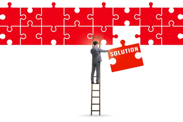 Business Solution Concept Jigsaw Puzzle Pieces — Stock Photo, Image