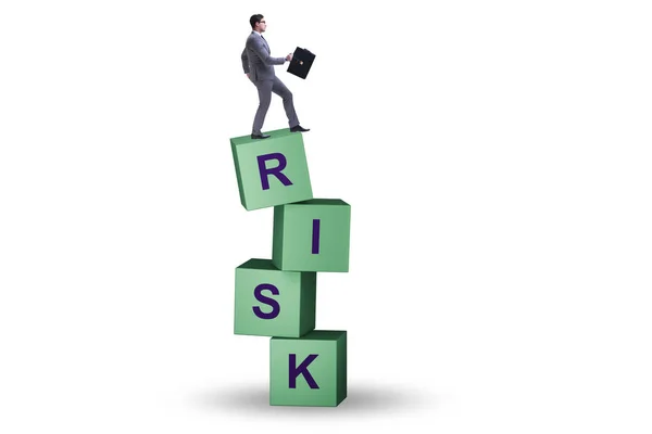 Risk Management Concept Businessman Cubes —  Fotos de Stock
