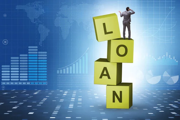 Debt Loan Concept Businessman Cubes — Stok fotoğraf