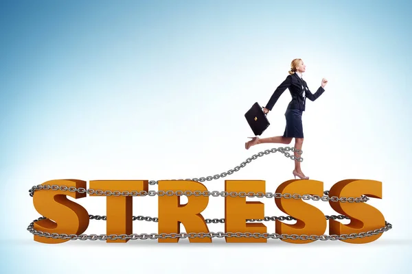 Munkával Kapcsolatos Stressz Fogalma Üzletasszonnyal — Stock Fotó