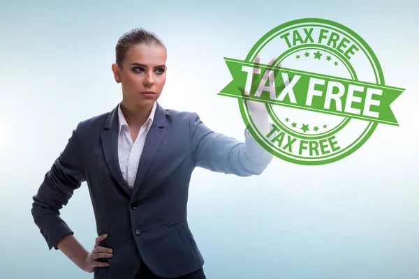 Conceito Compra Livre Impostos Com Empresária — Fotografia de Stock