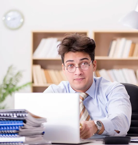 Funny Accountant Bookkeeper Working Office — Stock Photo, Image