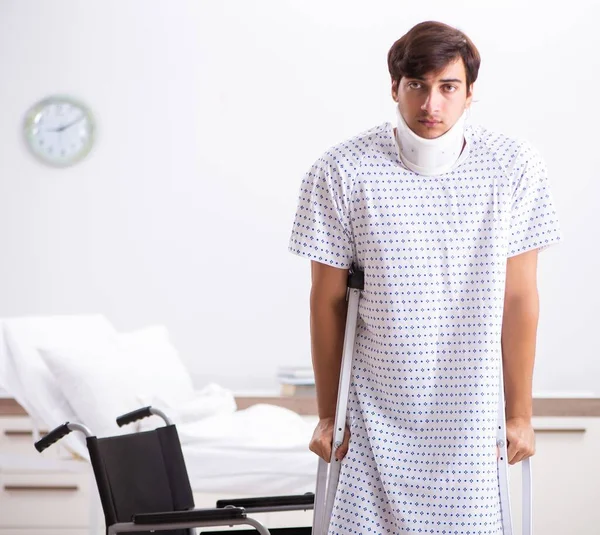 Young Handsome Man Wheelchair Hospital — Stock Photo, Image