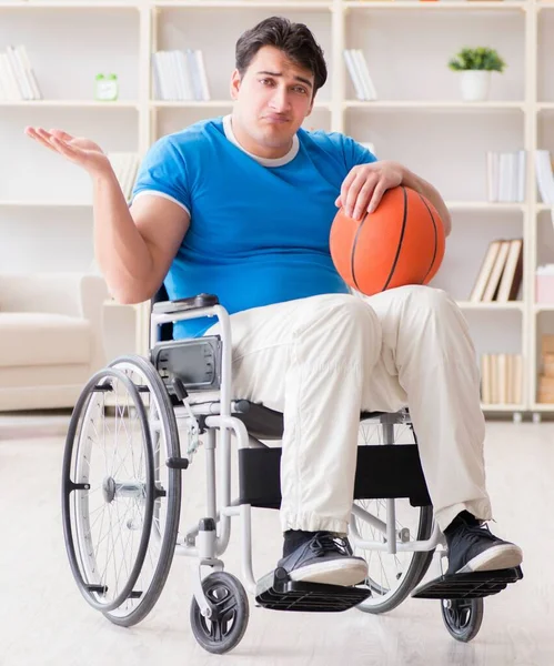 Young Basketball Player Wheelchair Recovering Injury — Stock Photo, Image