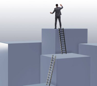 İş adamı meydan iş konseptinde bloklar tırmanıyor