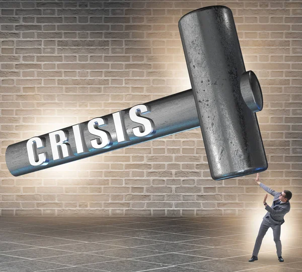 Der Geschäftsmann Versucht Der Krise Überleben — Stockfoto