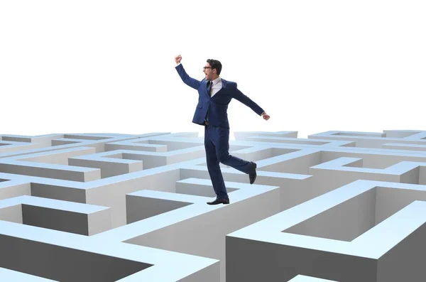 Businessman Trying Escape Maze — Stock Photo, Image