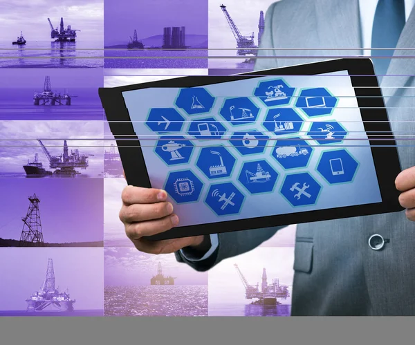 Olie Werknemer Remote Operations Concept Olie Industrie — Stockfoto