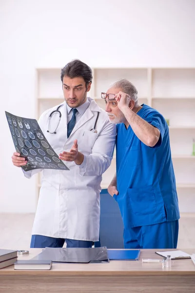 Two Doctors Radiologists Working Hospital — Stok fotoğraf