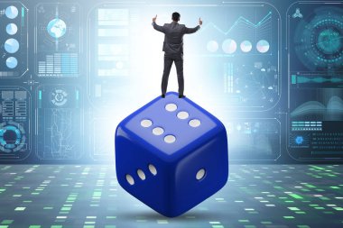 Businessman in uncertainty concept with the dice