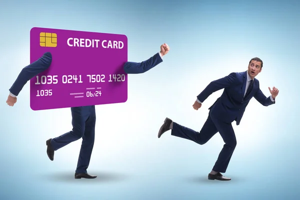 Podnikatel Konceptu Dluhu Kreditních Karet — Stock fotografie