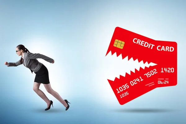 Empresária Conceito Dívida Cartão Crédito — Fotografia de Stock