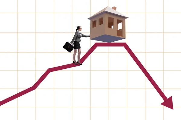 Концепция Лопнувшего Пузыря Цен Недвижимость — стоковое фото