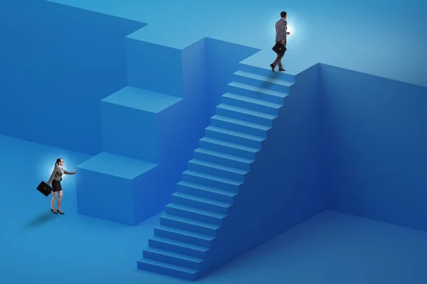Гендерное Неравенство Концепции Карьерной Лестницы — стоковое фото