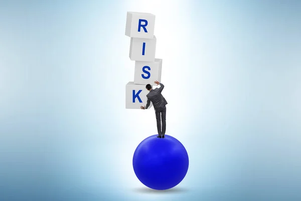 Riskhanteringskoncept Med Den Balanserande Affärsmannen — Stockfoto