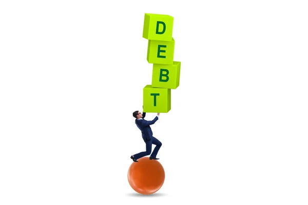 キューブとビジネスマンとの融資と債務の概念 — ストック写真