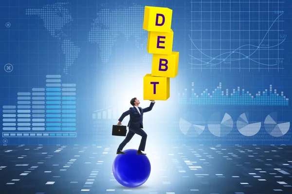 Loan Debt Concept Cubes Businessman — Zdjęcie stockowe