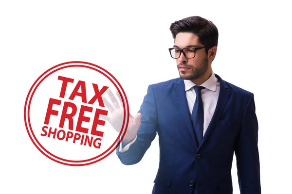 Tax Free Shopping Concept Businessman — Foto Stock
