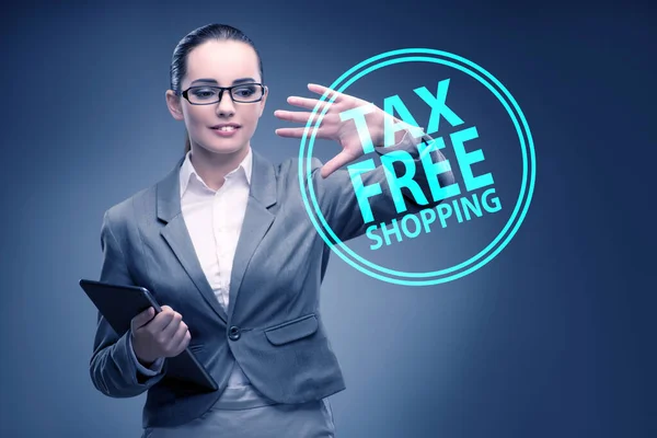 Tax Free Shopping Concept Businesswoman — Stok fotoğraf