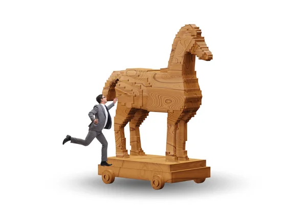 Biznesmen Koń Trojański Koncepcji Pułapki — Zdjęcie stockowe